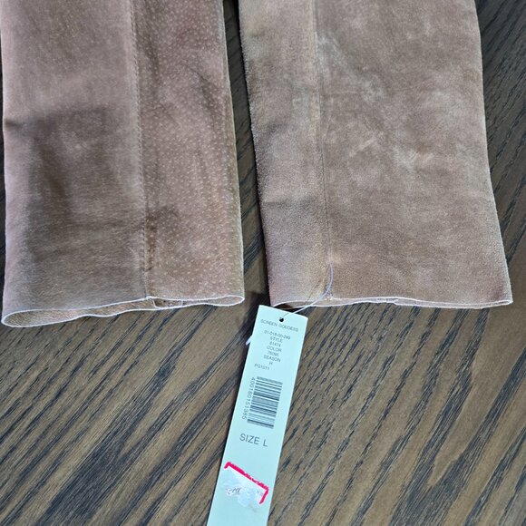 Ideology NWT Genuine Suede Leather Women's Jacket Tan Size L w/Ruffles Collared - Picture 7 of 12
